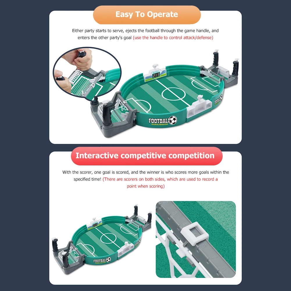 Mini Football Parent-Child Game Safe Sturdy Tabletop Competitive Soccer Games Real Football Field Games for Children Party Gifts