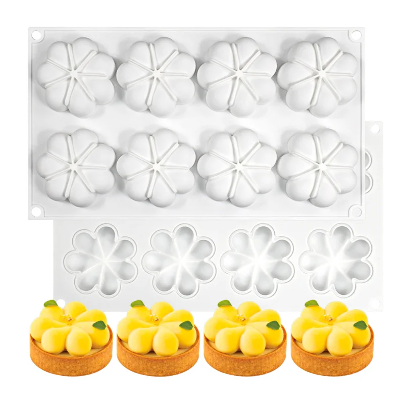 3D 꽃 실리콘 케이크 금형, 무스 젤리 초콜릿 푸딩 케이크 장식 도구, 주방 베..