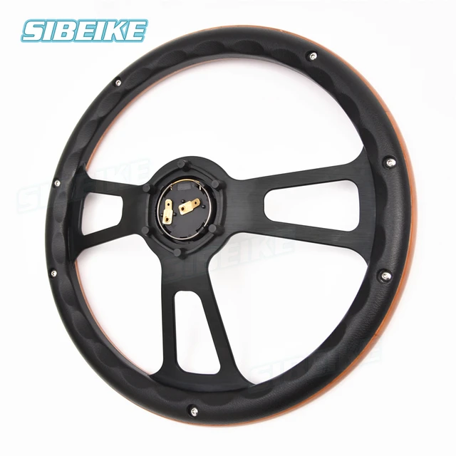 Volante Legno Vintage 14 Pollici - Universale Per Auto Con Kit Clacson - Foto 7
