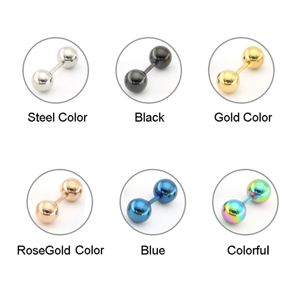 Stud Earrings 1 Pair Medical Titanium Steel Stud Earring Small Ball Screws Ear Bone Nail Lip Piercing Body Jewelry