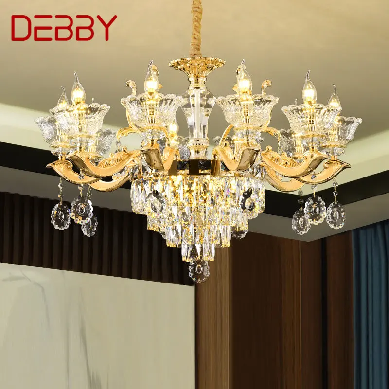 

TEMAR Modern Crystal Chandeliers Lamp Gold Luxury LED Candle Pendant Light Fixtures for Home Living Room Bedroom Decor