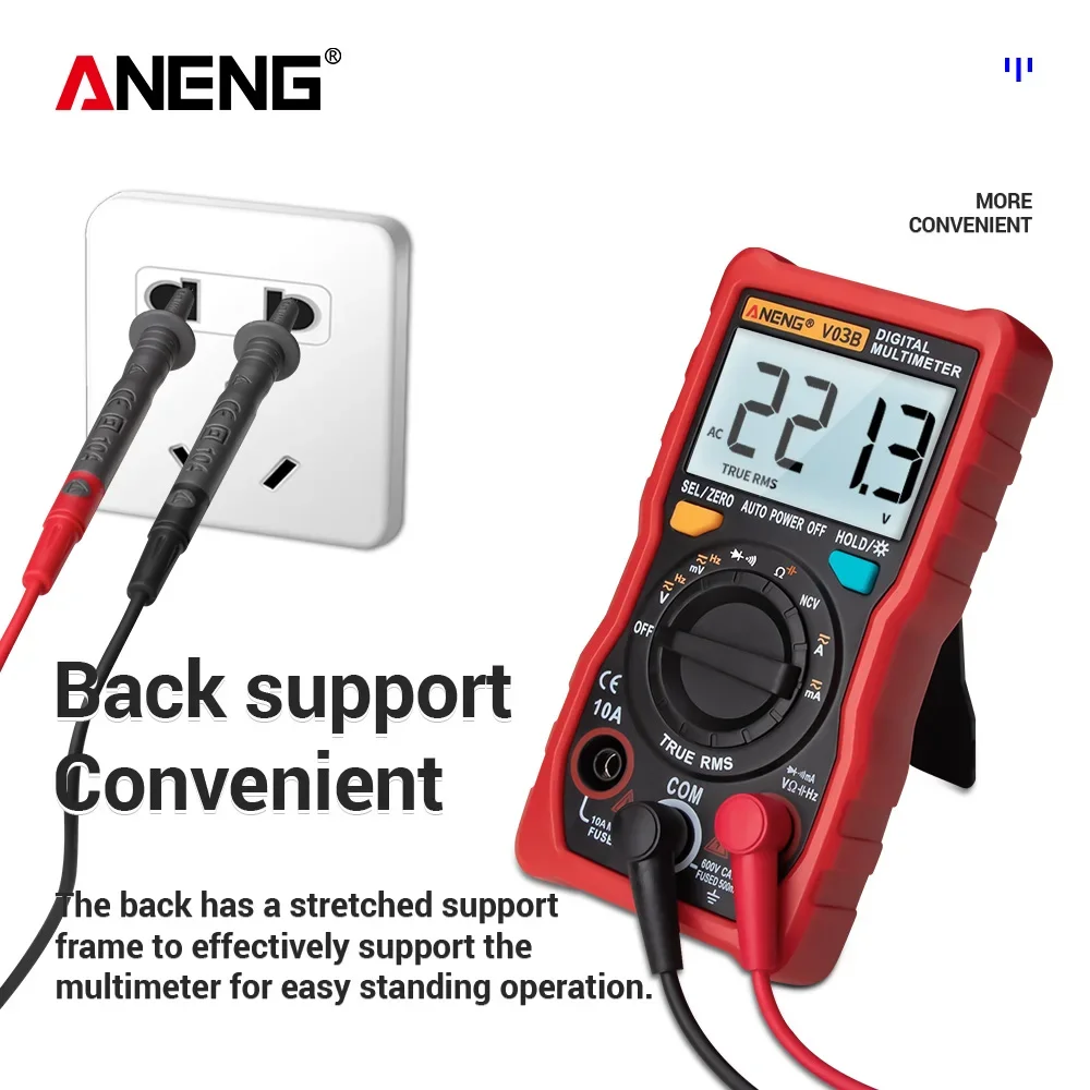 ANENG V03B True RMS Digital Professional Multimeter Tester 4000 Counts multimetro Meter Auto AC/DC Transistor Ampere Tester