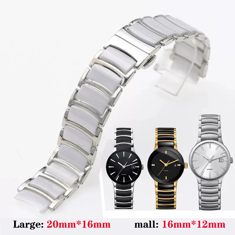 

Watch Band For Rado CENTRIX R30927722 Series Fine Steel Inter Ceramic Butterfly Clasp Women Men Watch Strap 16mm*12mm 20mm*16mm