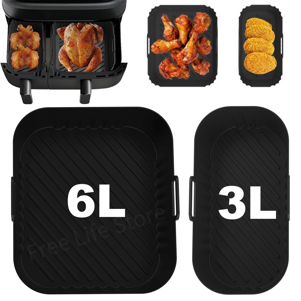 Stampo per waffle per friggrice ad aria in silicone per Philips Dual Basket Serie 3000 NA350 6L/3L Riutilizzabile Airfryer Liner Accessori per friggrice ad aria  15