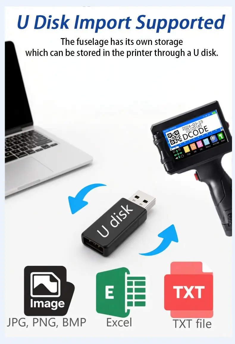 1750PLUS Portable Handheld Inkjet Printer with Black Metal Suitcase 12.7/25.4mm