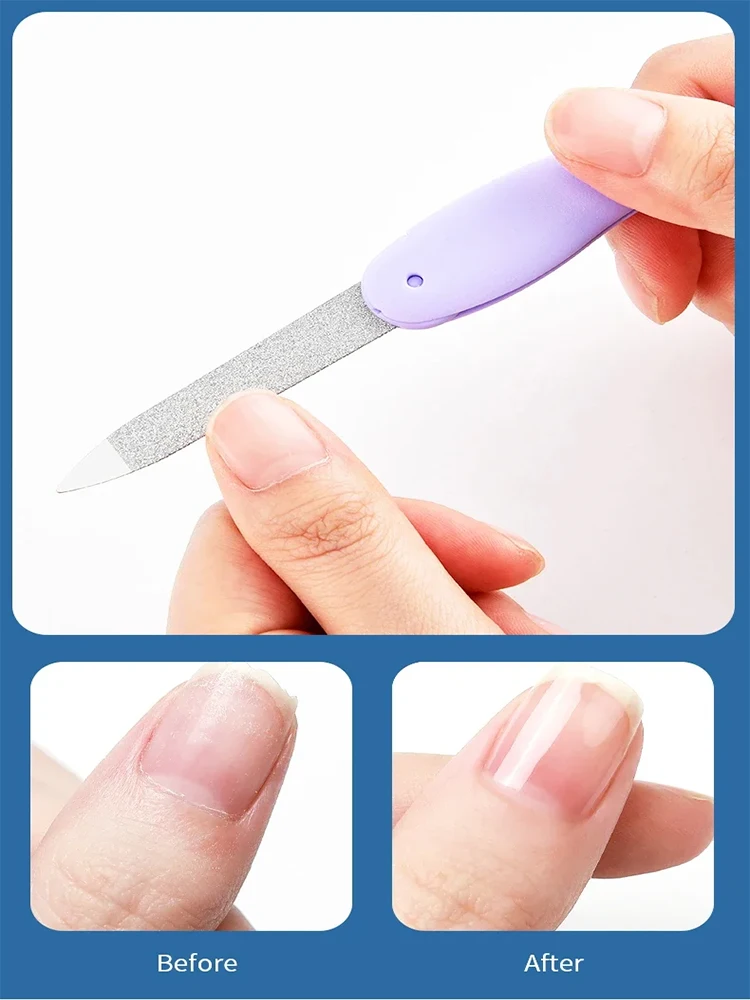 5개입 작은 물고기 모양 접이식 네일 파일 세척 및 광택 마감된 매니큐어 파일 양면 무광 ABS 플라스틱 소재 네일 아트용