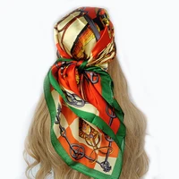 new 90*90cm fashion Silk Scarf Scarftop Headwraps Women Vintage Four Seasons Hair Scarve Hijab Foulard Bandana Femme Headscarf 6