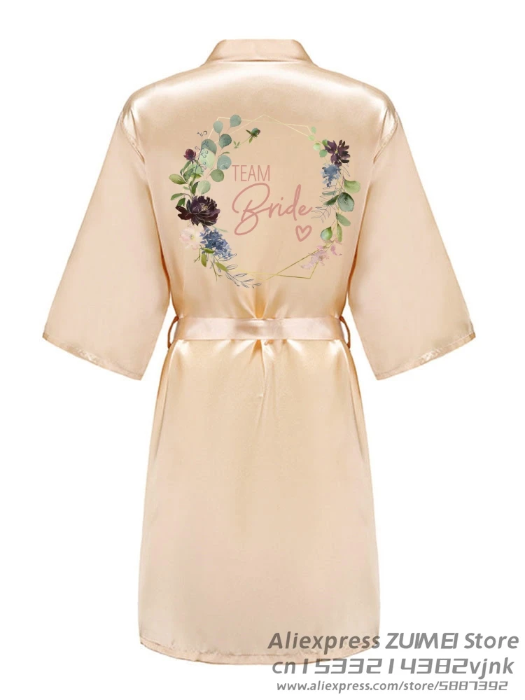Wedding Satin Dressing Fixed printing EVJF Print Gown Personalized Bride Team Bathobe Bridal Party Bridesmaid Robes women dress women sleepwear bride robes silk robe sleepwear pajamas
