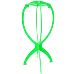 Folding Adjustable Wig and Hat Display Stand - Durable Portable Salon Holder (Green)