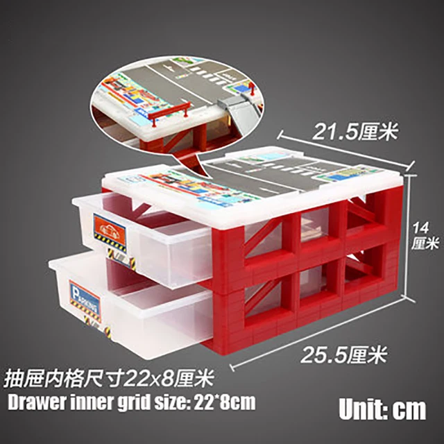 Children Toy Drawer Storage Box Mini Parking Lot Garage Multi-layer Puzzle Car Collection Display Boy Gifts 2