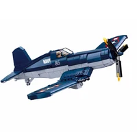 World War II WW2 US Vought Corsair F4U Fighter Propeller Airplane Building Block Battle Bomber Military Weapons Model Brick Toy 2