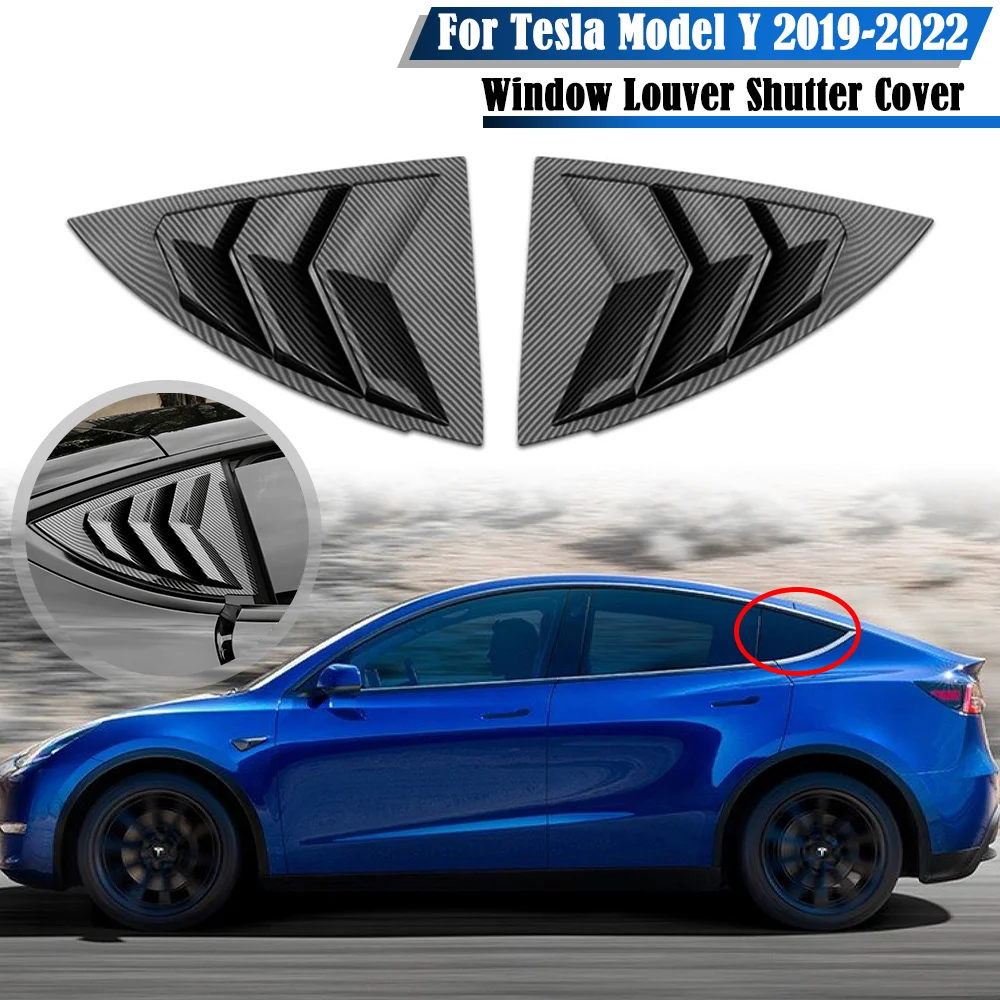 

Rear Quarter Window Louvers Scoops Spoiler Car Tunning Panel Side Air Vent Cover For Tesla Model Y 2019 2020 2021 2022