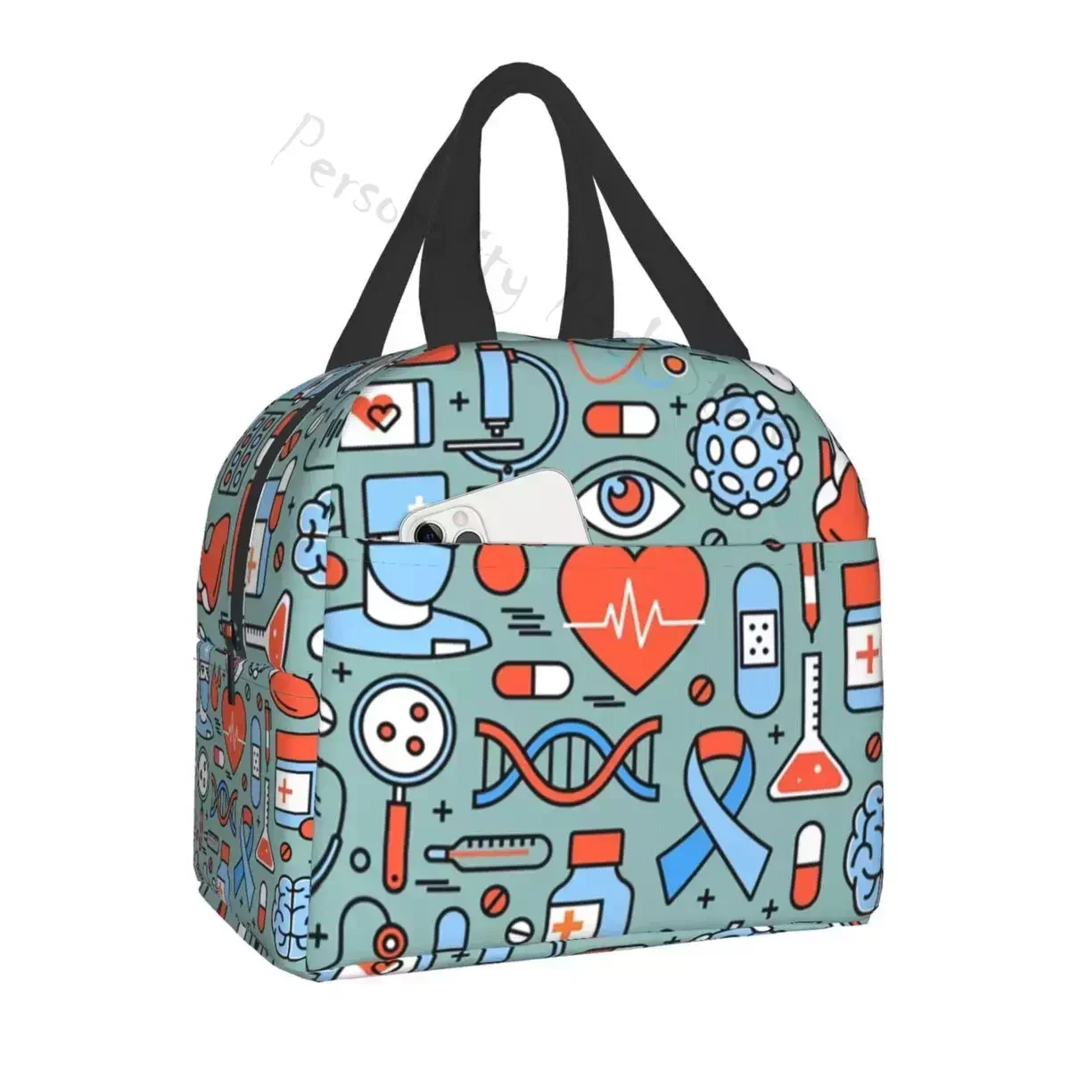 

2024 New Nurse Nursing Supplies Thermal Insulated Lunch Bags Tool Pattern Resuable Lunch Tote For School Multifunction Food Box