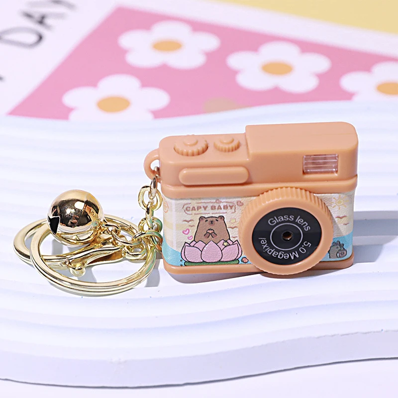 Mini Camera Cartoon Capybara Camera Keychain Creative LED Light