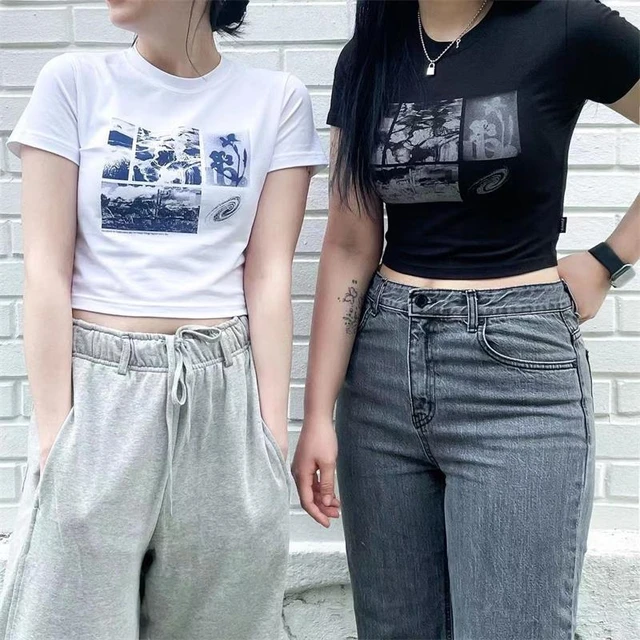 I Love Emo Boys Fairycore Korean Fashion 2000s Crop Top Girl Yk2 Kawai  Gothic Korean Fashion Tshirt - T-shirts - AliExpress