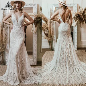 Женское свадебное платье It's yiiya, белое кружевное платье в богемном стиле на бретелях-спагетти с открытой спиной на лето 2022