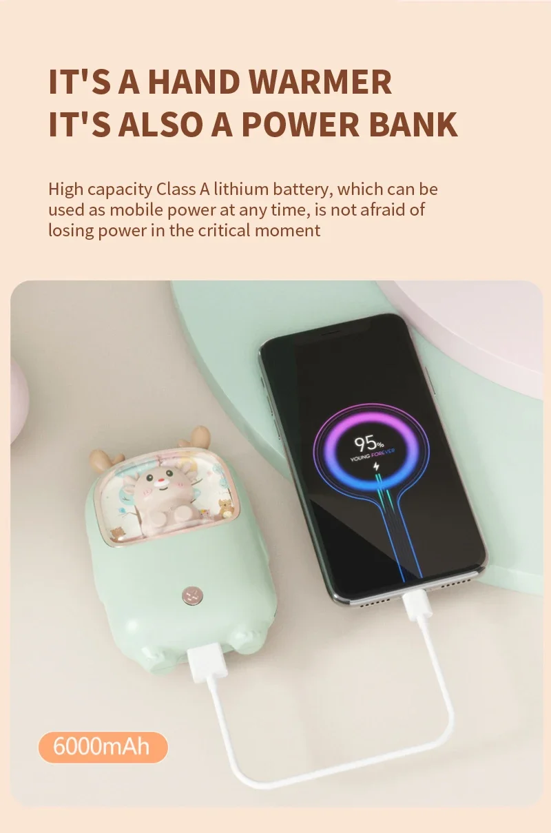 Hand Warmer Charging Treasure Digital Display Temperature Control Heating Usb Charging Mobile Power Warm Hand Warmer Treasure