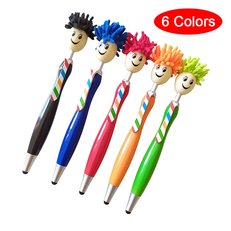 5PCS Mop Head Pen Set, Funny Ballpoint Pens, Kids or Adults Pen set- 5  Colors