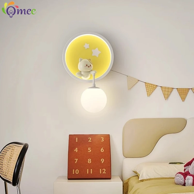 Cute Girl Wall Lamps LED Pink Children's Room Princess Room Bedside Lamp Modern Warm baby Room Nursery Girl Bedroom Wall Lights