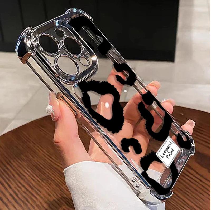 Retro Leopard Print Transparent Phone Case