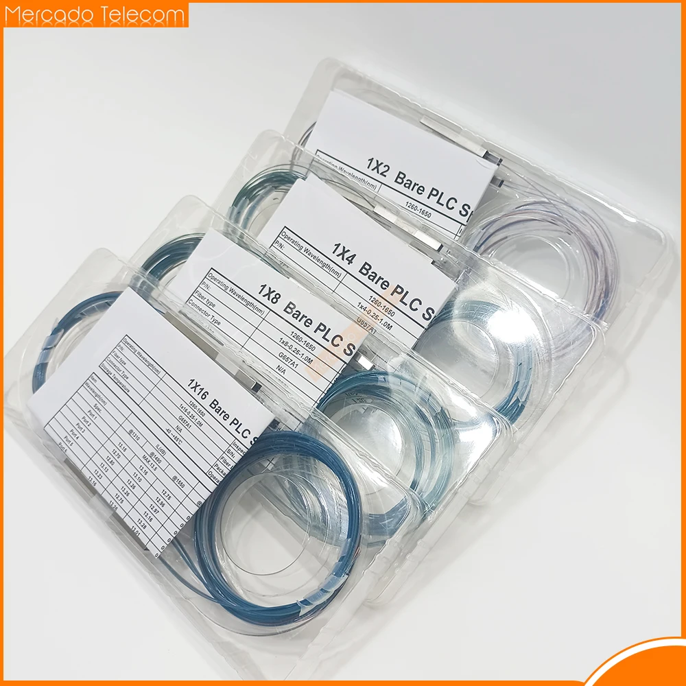 20pcs 1x2 1x4 1x8 1x16 Color Fiber Optic PLC Splitter Without Connector Cable 250um 0.9mm Mini Blockless PLC Splitter