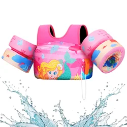 Children's Safety Swim Vest with Whistle and Foam Support for Pool and Kayak Adventures (Magenta Mermaid)