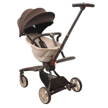 Stroller Children's Cart Portable Folding Luxury Travel Baby Carriage High view Four-wheel Shock Absorber Lightweight Stroller 1