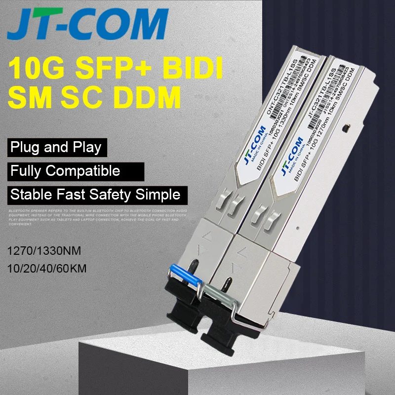 10G SC SFP Module BIDI SFP+ Fiber Optic Transceiver 1270nm/1330nm 10KM-60KM Single SC Compatible with Cisco Mikrotik Switch