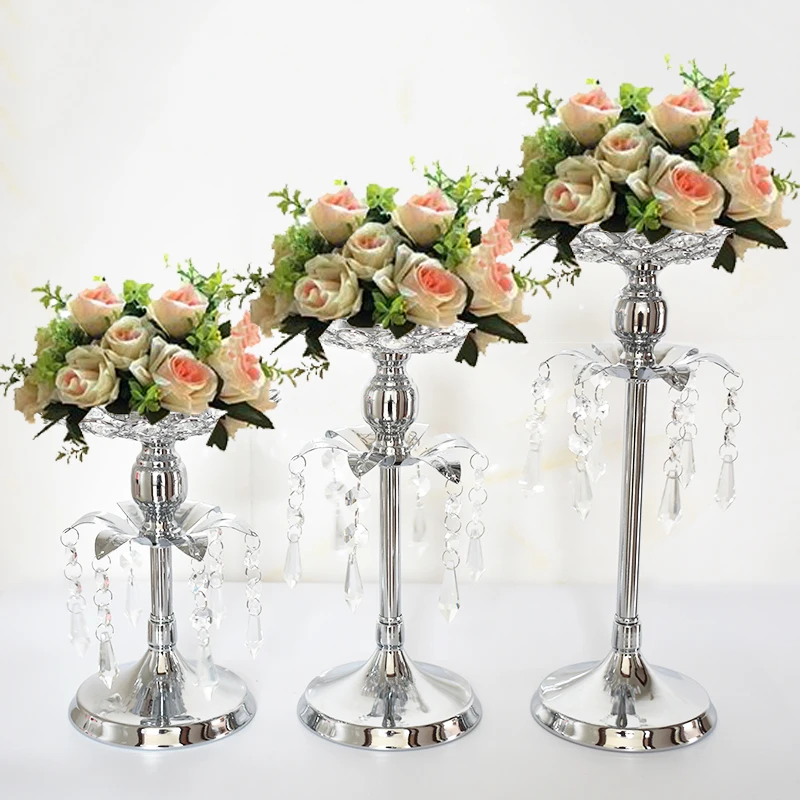PEANDIM Silver Crystal Candle Holder Wedding Candlestick Christmas