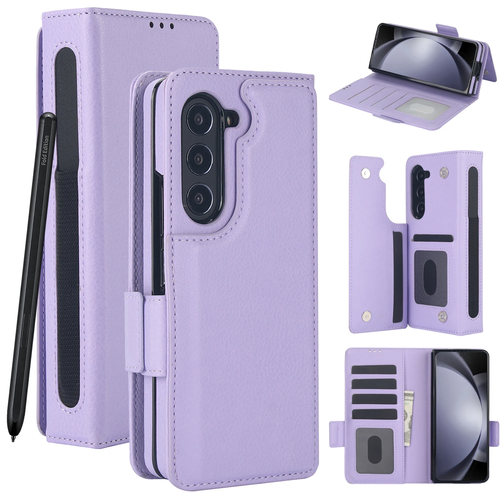 Luxury Leather Wallet Phone Case with Card & S Pen Holder