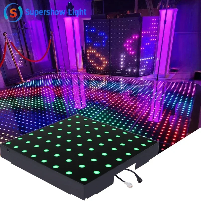 Led Dance Floor Magnetic 64 Pixels Dot Digital Dj Tempered Portable Matrix Led 3d Light Up Pixel Dance Floor Magnetic Wedding