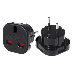 Universal UK to European Travel Plug Adapter Converter - 2 Pack - EU Plug (Black - 2pcs)