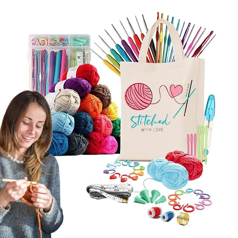 

Crochet Kit DIY Crochet Hooks Set Knitting Needles For Yarn Hook 15 Colors Ergonomic Set Weave Knitting Weaving Needles Tools