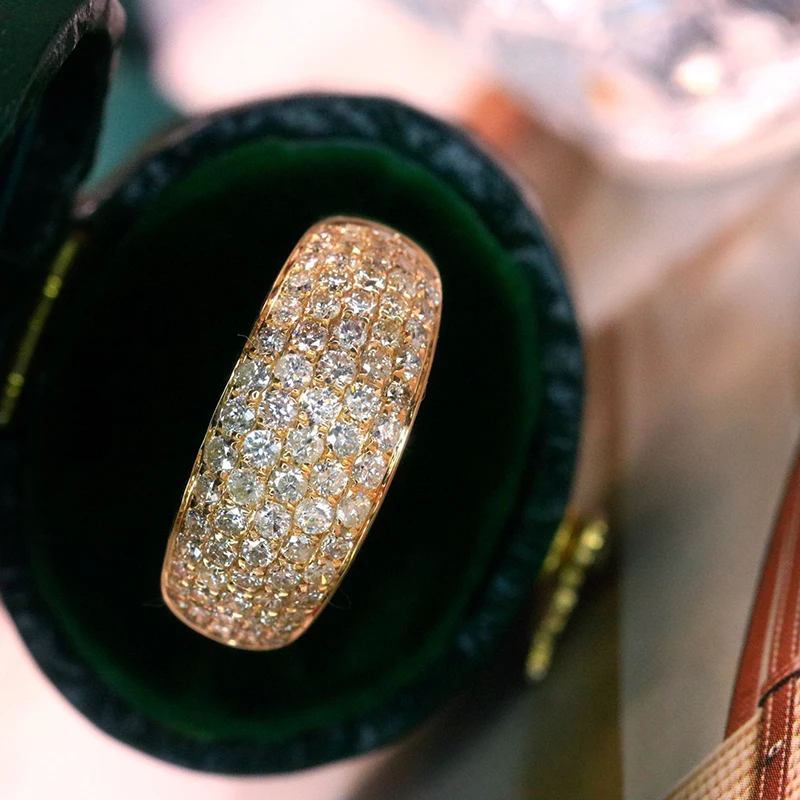 Sa609864211d049e5954c16b8511376001 Aazuo 18K Pure Gold Yellow Gold Real Diamonds 1.30ct Luxury 5Lines Ring Gifted For Woman Deluxe Banquet Jewelry Woman's Fashion