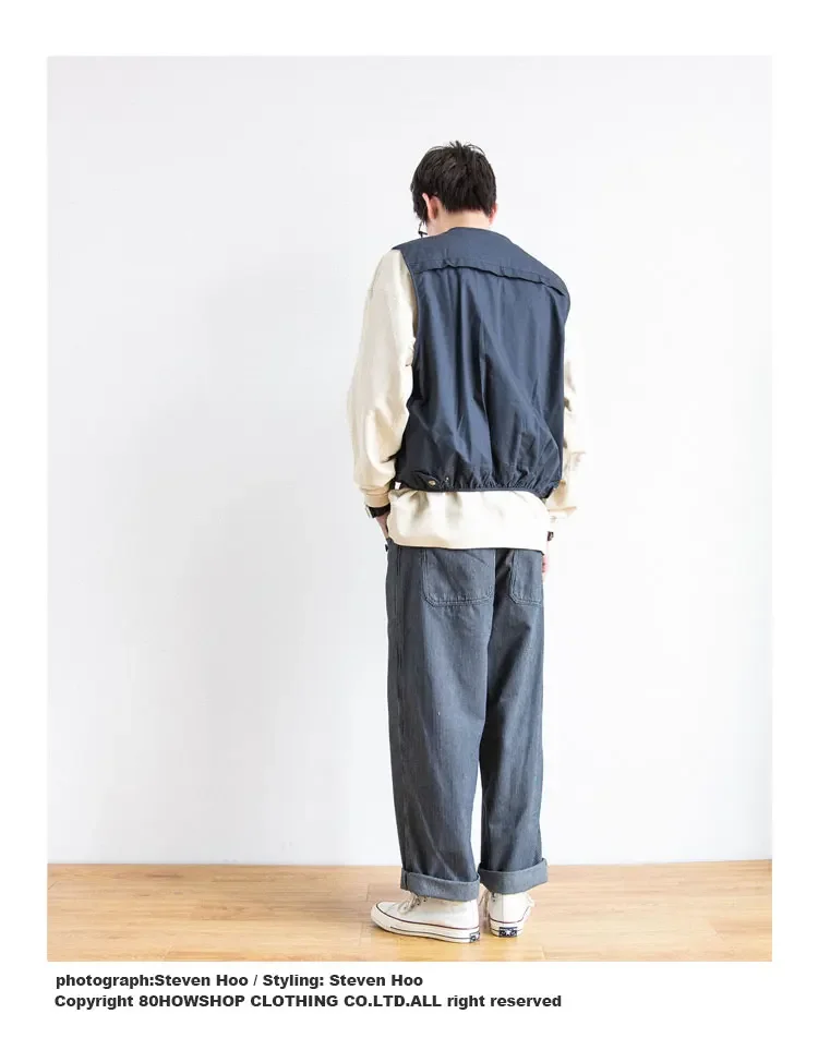 Description Picture 5 of itemJapanese Striped Loose Straight Retro Wide Leg Casual Overalls Men's and Women's Literary Style Grey Pants