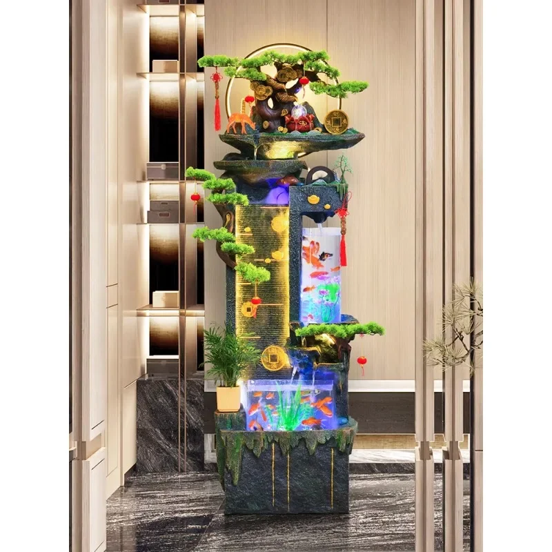 

Chinese Fish Tank Flowing Water Ornaments Circulating Water Living Room Decorations Office Landing to Make Money