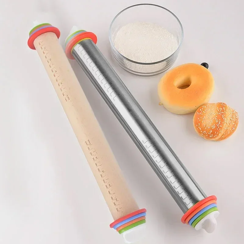 Adjustable Rolling Pin Detachable Circular Dough Pad Dough Roller Stainless Steel Silicone Kneading Pad Non Stick Silicone