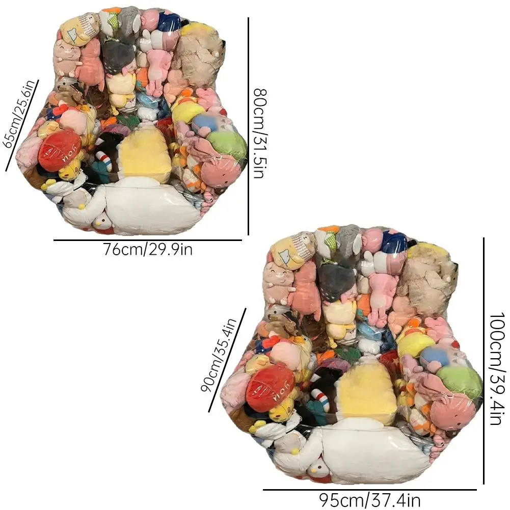 2026 Trending Stuffed Animal Storage Chair - Oversized Clear Bean Bag, Waterproof Stuffed Animal Chair For Playroom/Bedroom - 6