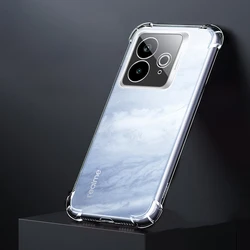 Shockproof Silicone Crystal Clear Phone Case - Airbag Design Soft Back Cover for Realme GT7 (China) (Clear)