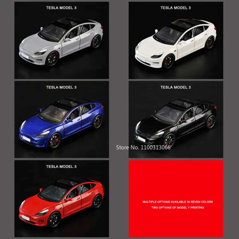 1:24 Model 3 Car Toys  Alloy Diecasts Metal Vehicles Car Model With Sound Light Vehicle Toys For Children Gifts Collection - 6
