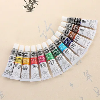 12Colors/set of DIY Art Painting Paint Professional Acrylic Watercolor Set Ceramic Stone Paints Brush Practical School Supplies