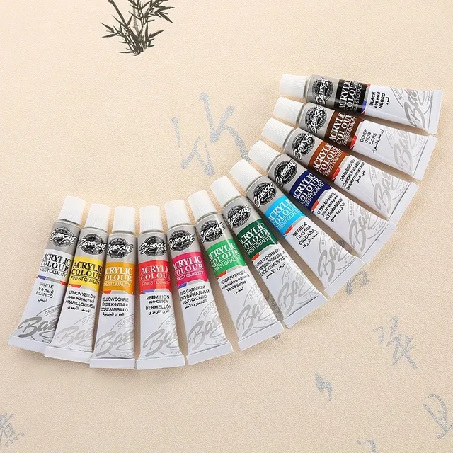 12Colors/set of DIY Art Painting Paint Professional Acrylic Watercolor Set Ceramic Stone Paints Brush Practical School Supplies