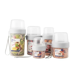 Breakfast Oatmeal Cereal Nut Yogurt Salad Cup Seal Container Set with Fork Sauce Cup Lid Bento Tuppers Food Taper Bowl Lunch Box