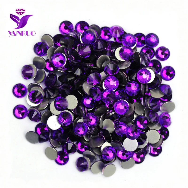 

YANRUO 2058NoHF SS16-SS30 Charm Purple Velvet Non Hotfix Strass Crystal Nails Art Cold Fixation Crystal Nail Gmes DIY Craft