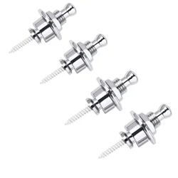 Miwayer Guitar Strap Lock Set with Black Washers and Security Retainer System (Silvery 4 PCS)