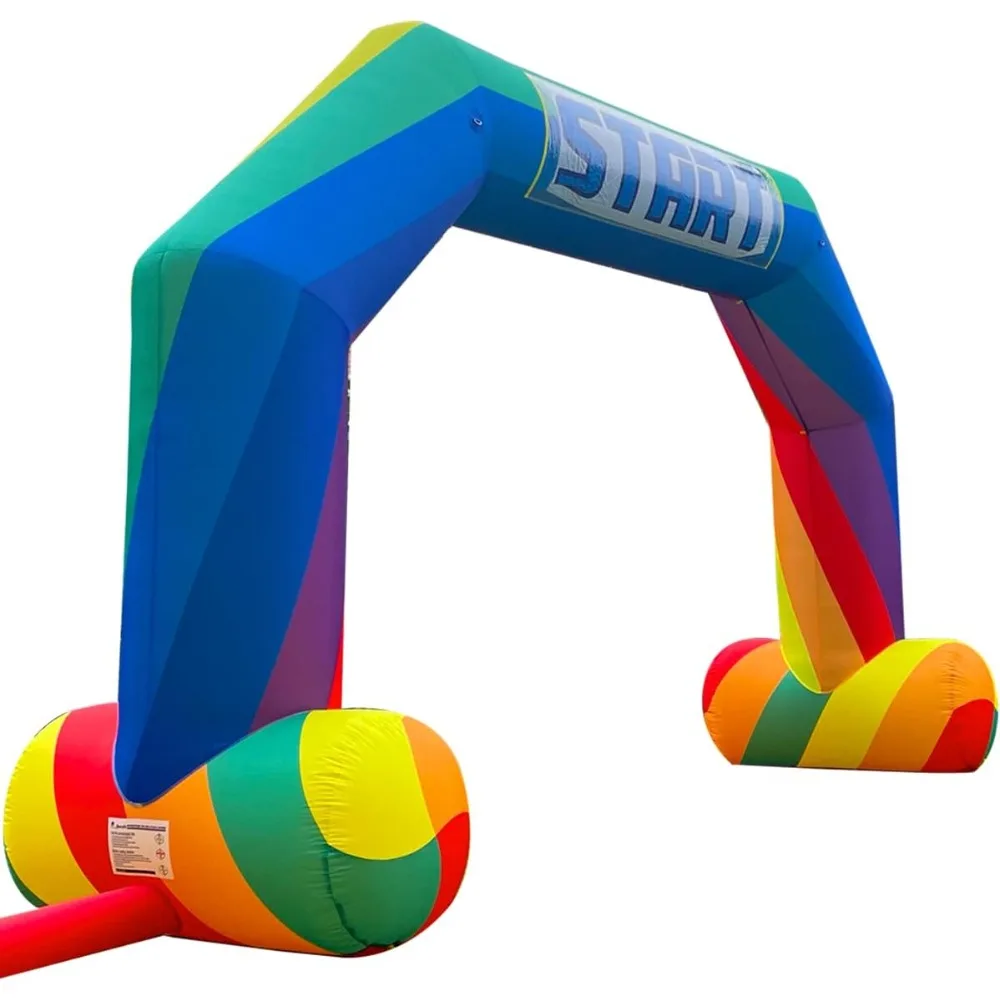 Inflatable Start Finish Line Rainbow Arch 20ft with 240W Blower, Outdoor Inflatable Archway for Party Race Advertising Commerce