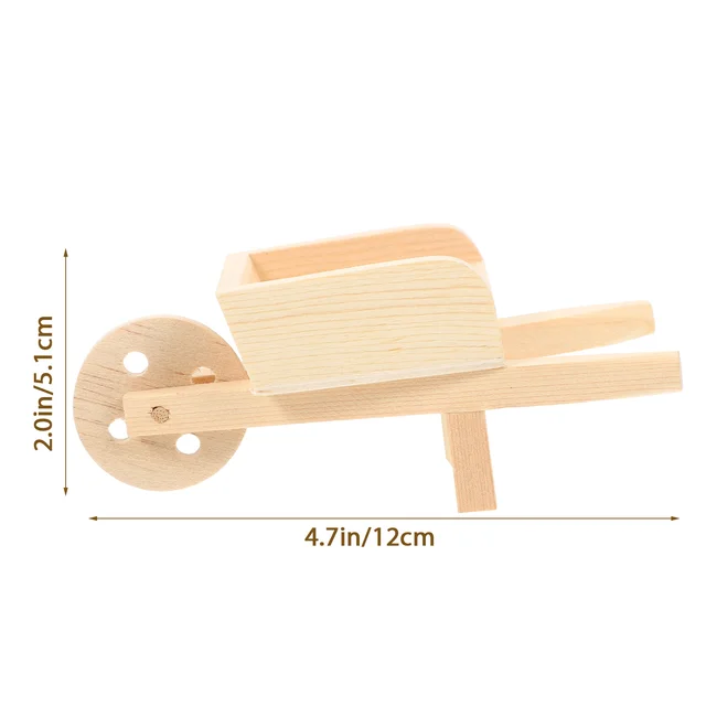 Mini Cart Kids Playset Kültéri Miniatűr Talicska Modellek Dekorációk Farm Fa Gyermekkerti Kocsi - Image 3