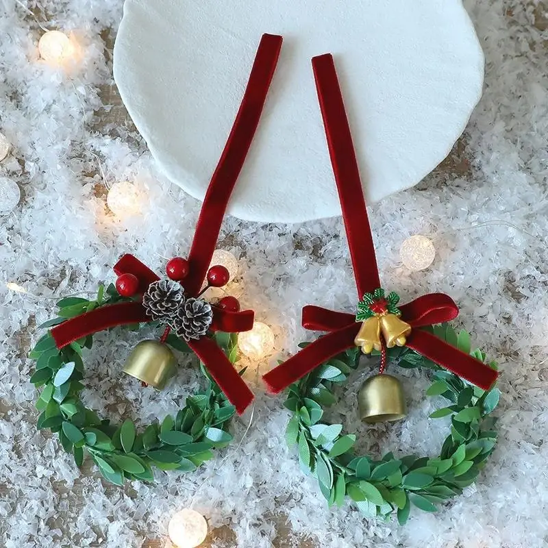 1pc Merry Christmas Mini Xmas Wreath -Dollhouse Miniature Garland Winter Snow Ornaments Craft Decor For Miniature Christmas Tree