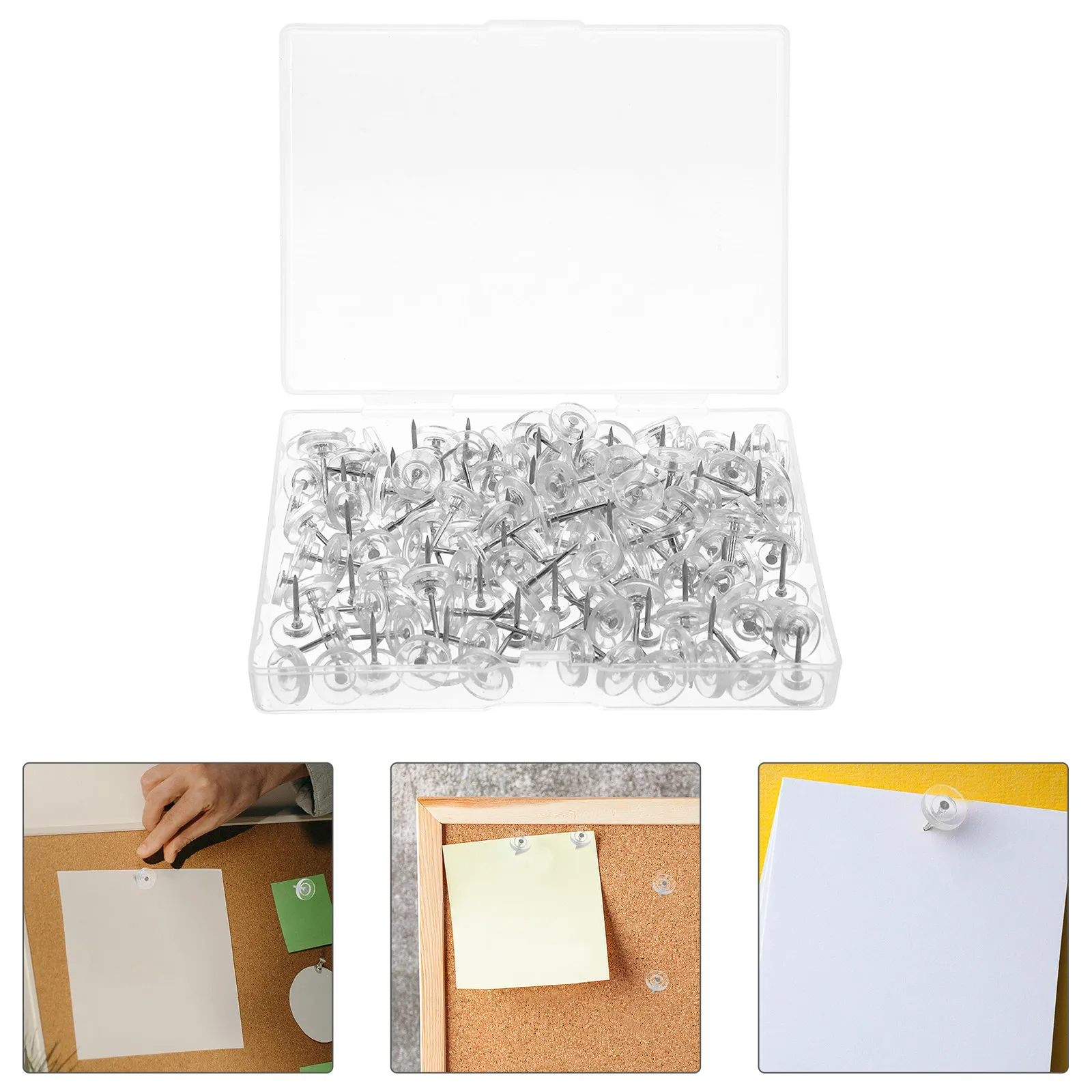 300개 투명 기어 모양 푸시핀, 코르크 게시판, 사진, 포스터, 달력, 사무실, 학교 벽용 투명 압정