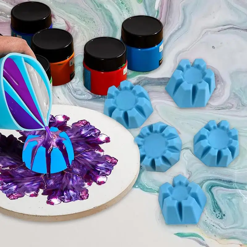 Paint pouring cup Flower Pour Cup For Paint Pouring 5/6/7/8/9/10 Slots Acrylic Paint Tools Fluid Painting Supplies DIY Art Supplies 6pcs/Set